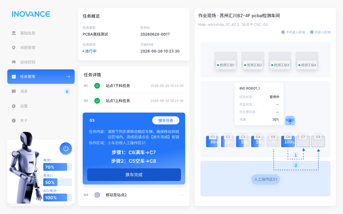 PCBA 离线测试任务管理与换车任务界面